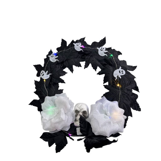 Corona Para Puerta Decoracion De Halloween Con Luz