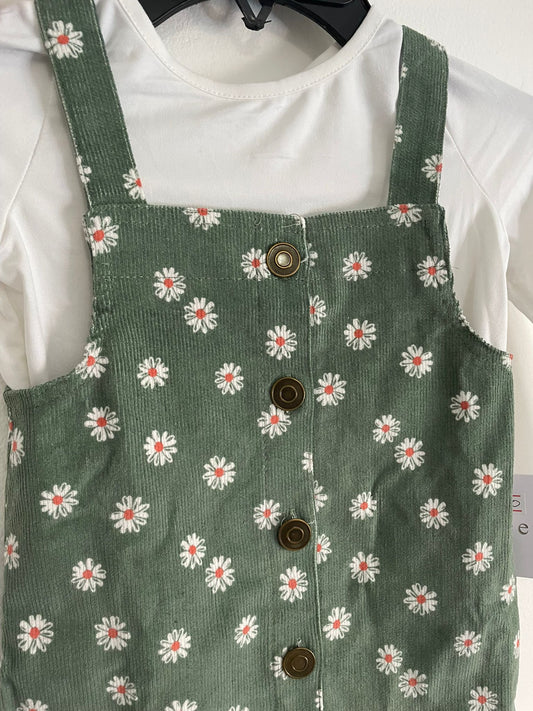 Conjunto Jumper de pana con remera y monedero talle 3