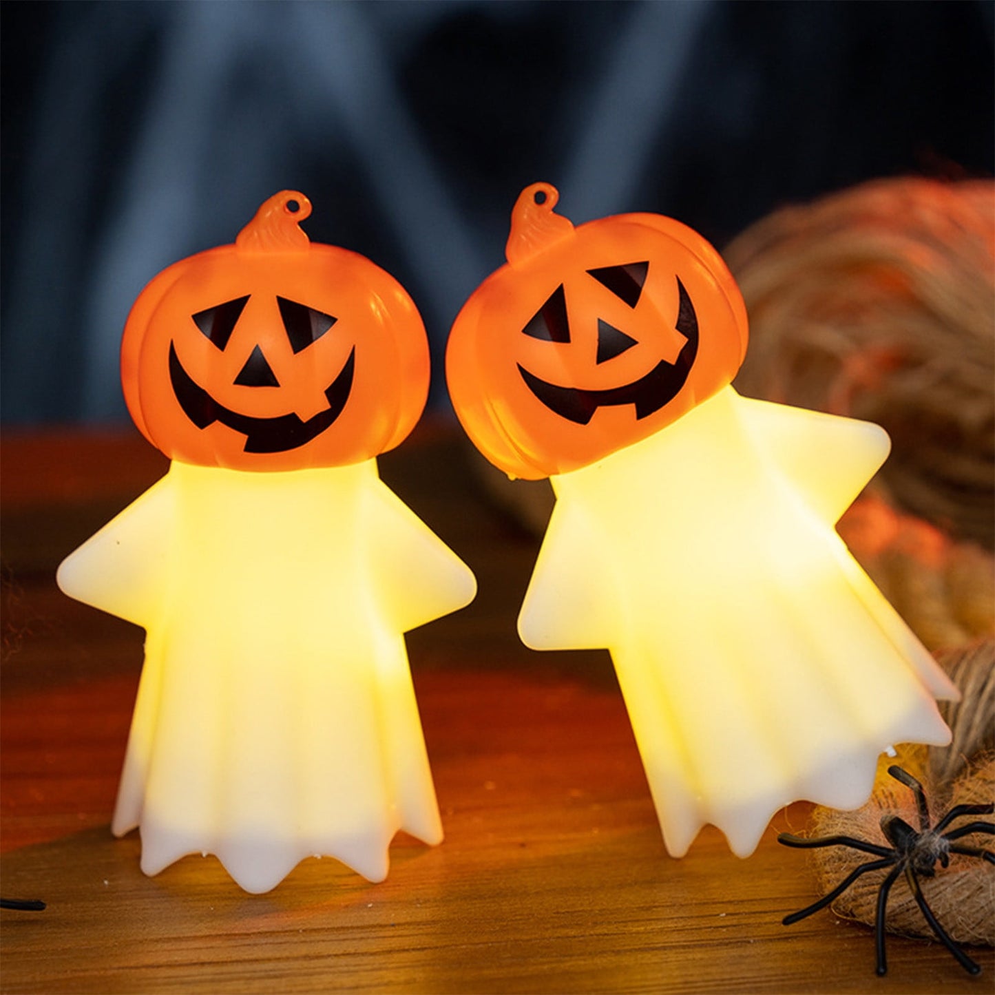 Lampara Calabaza Fantasma 11cm Deco Halloween