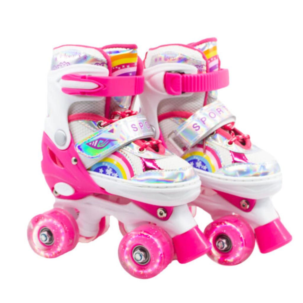 Patines Infantiles Ajustable C/luz Diseño Arcoíris