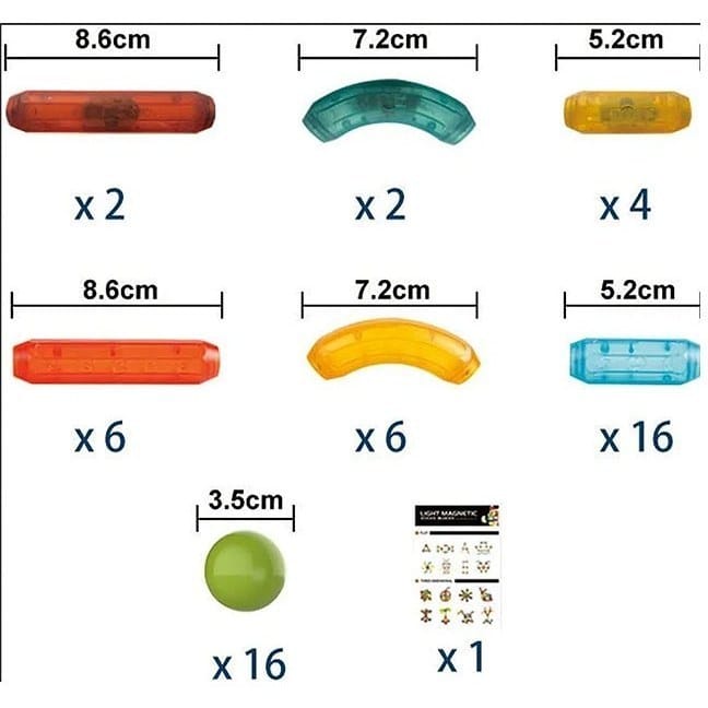 Bloques Juego Magnetico Con Luz 52pcs Formas