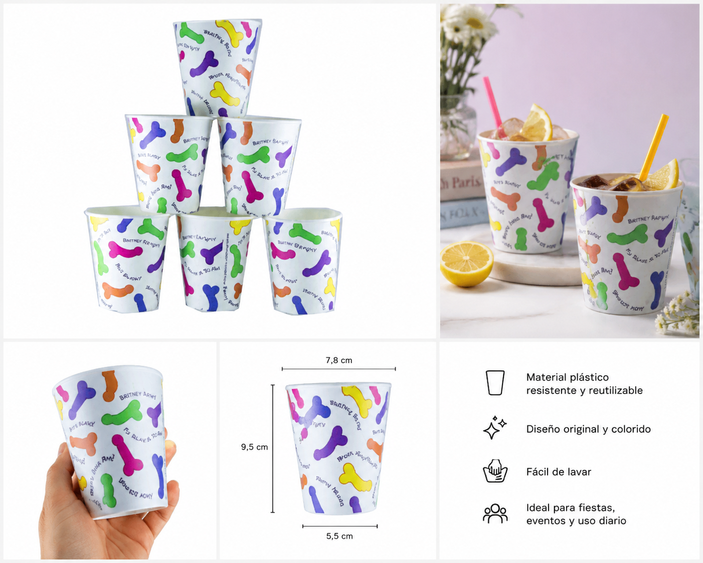 Vasos Descartables Eróticos X6 Despedida De Soltera