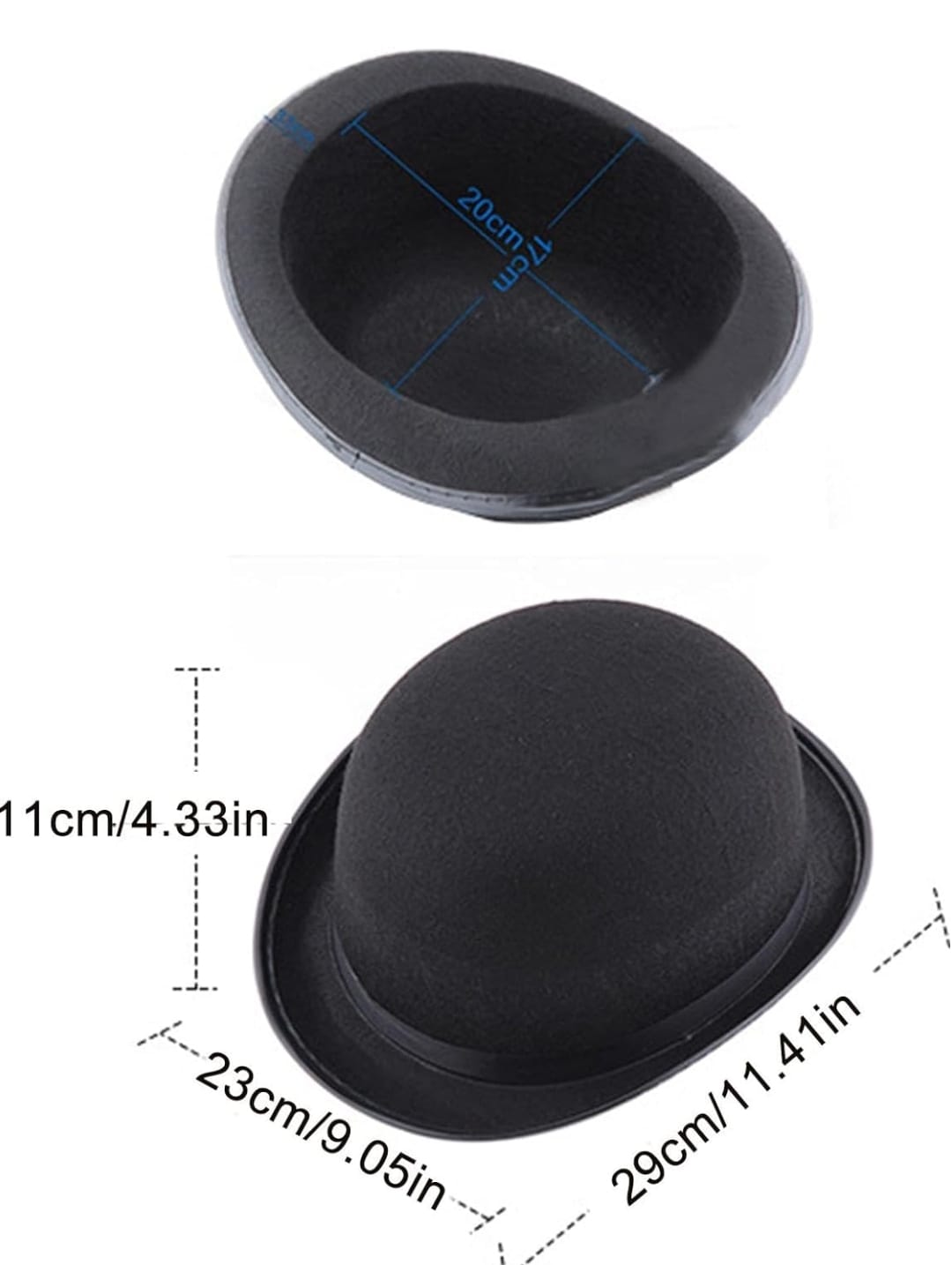 Gorro Sombrero Estilo Bombin Negro En Fieltro