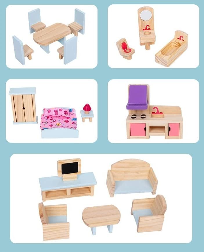 Casa De Muñecas En Madera Montessori 71cm