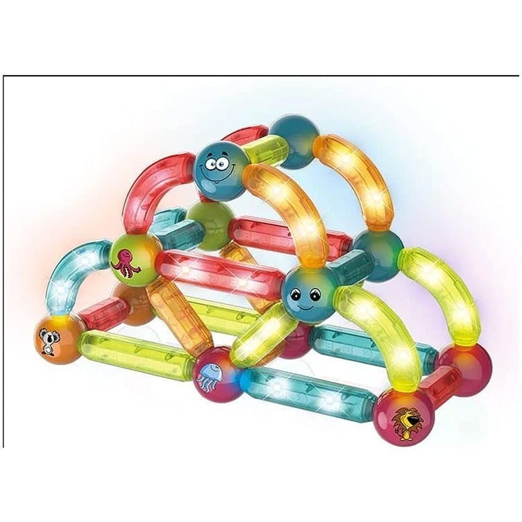 Bloques Juego Magnetico Con Luz 52pcs Formas