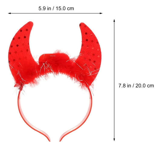 Tiara Vinchas De Cuernos De Tela Con Luz Pack X4