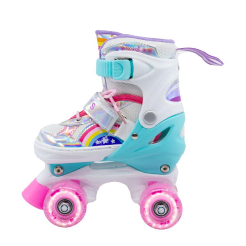 Patines Infantiles Ajustable C/luz Diseño Arcoíris