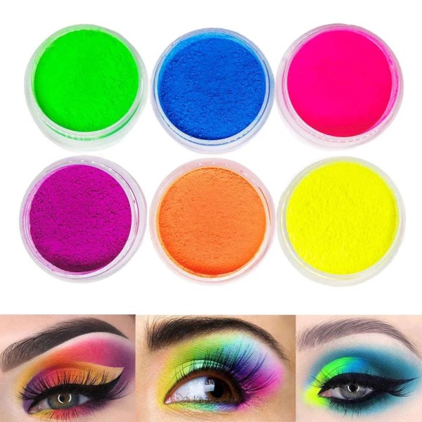 Set De 6 Pigmentos Neón Maquillaje Sombras