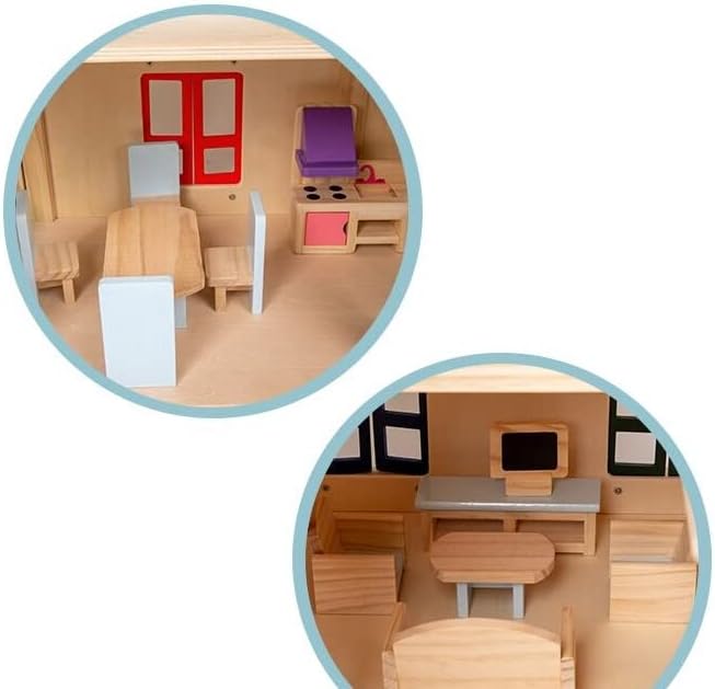 Casa De Muñecas En Madera Montessori 71cm