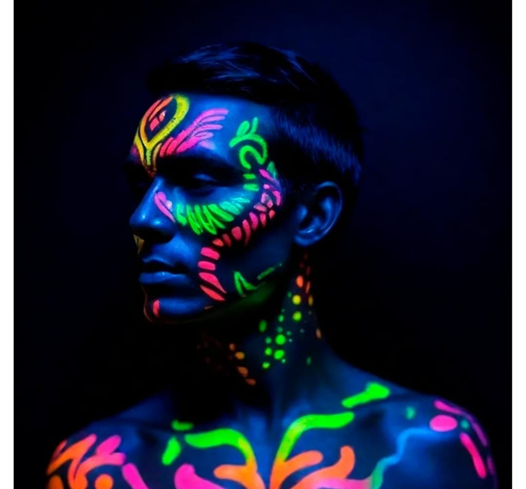 Maquillaje Pintura Facial Y Corporal Neon En Pincel