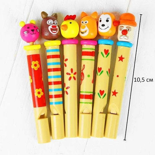 Silbato chifle en madera 11 cm con cabeza desilzante Montessori