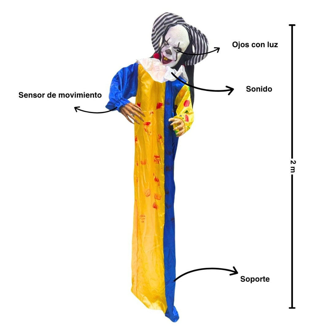 Payaso de Terror Animatronics Decoracion de Halloween Con Sensor