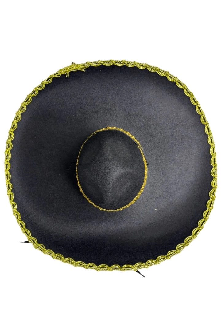 Sombrero Mexicano De Fieltro Negro Mariachi