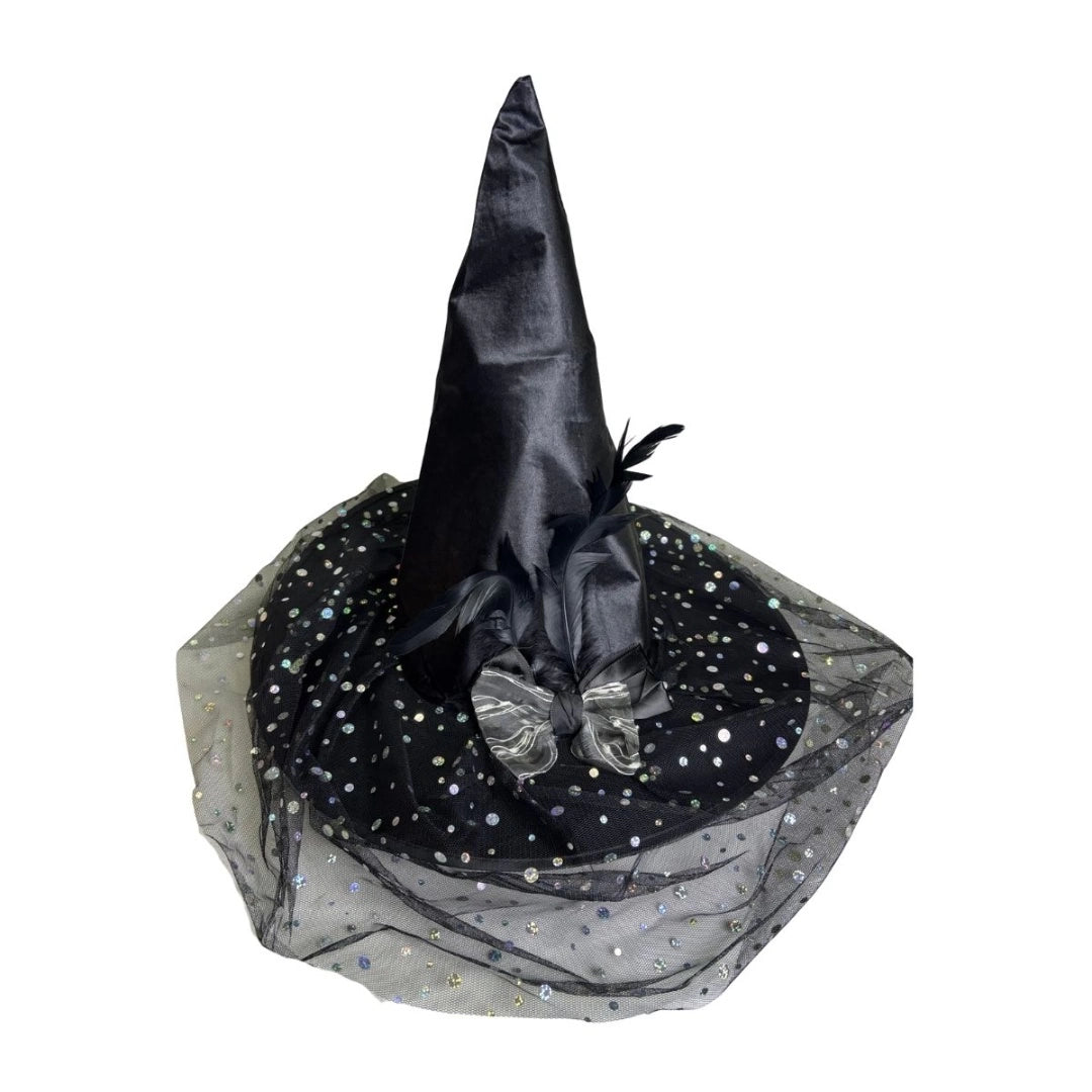 Sombrero Gorro De Bruja Con Tul Halloween