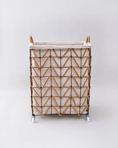 Cesta de lavandería con tejido de cuerda bohemio Grande