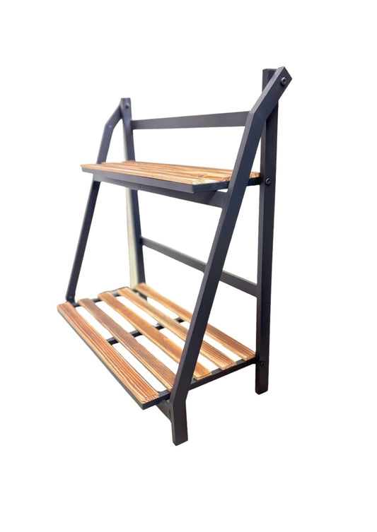 Estantería Organizador Madera Y Metal 2 Niveles Para Jardín