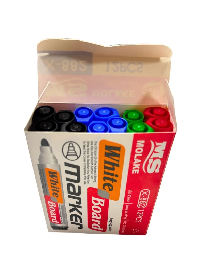 Caja X12 Marcadores Para Pizarra Molake X-882