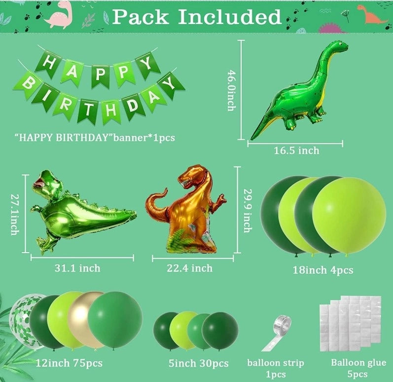 Set Globos De Dinosaurios Decoración Fiesta 113 Pcs