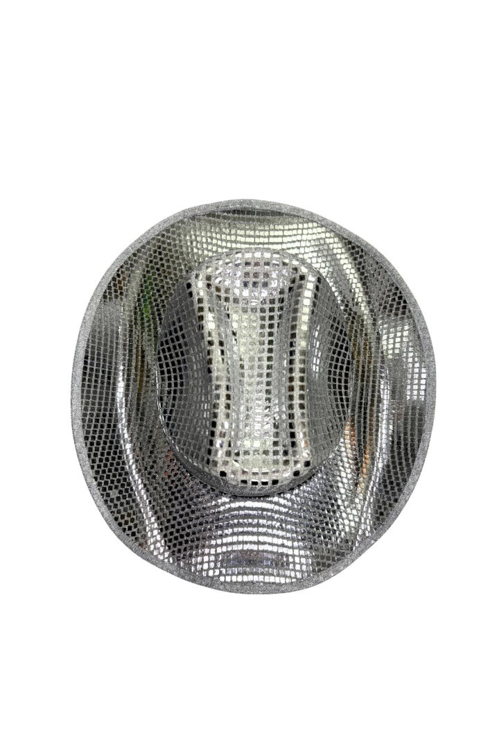 Sombrero Cowboy Con Lentejuelas Color Plateado