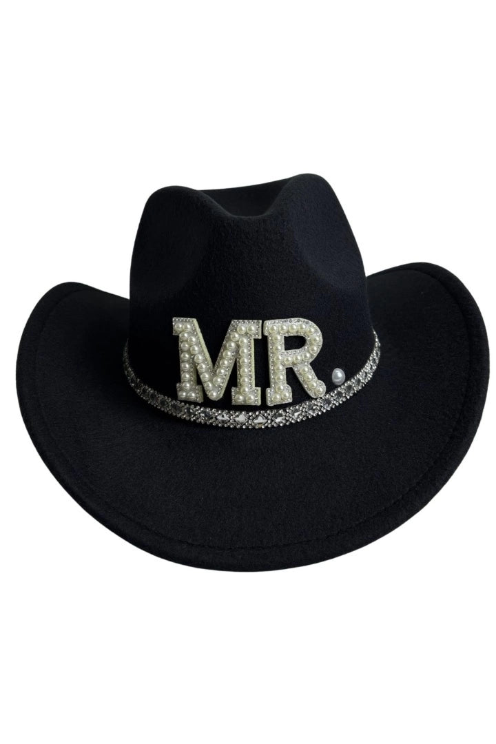 Sombrero Vaquero Cowboy Mrs Con Perlas Y Pedrería