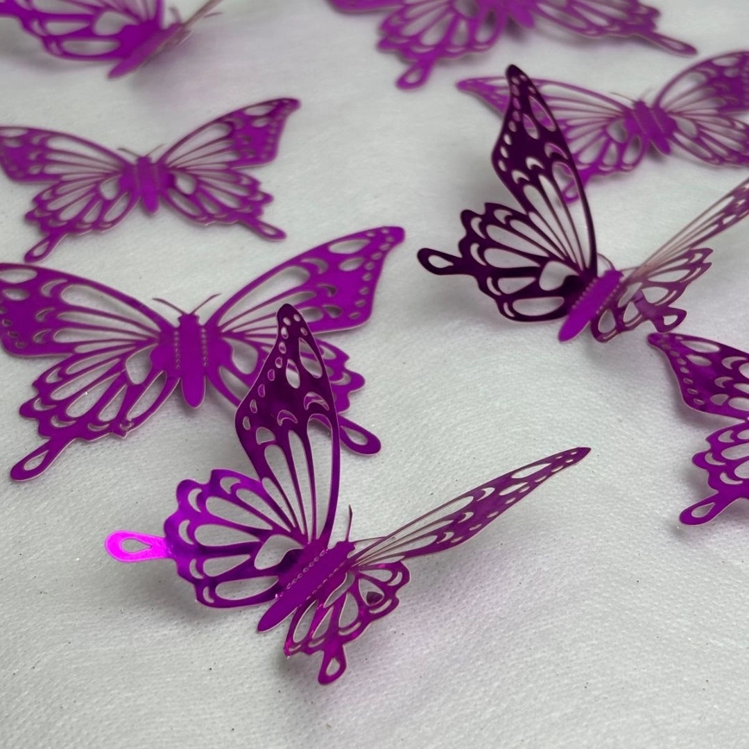 Set De 12 Mariposas 3d Decorativas Autoadhesivas