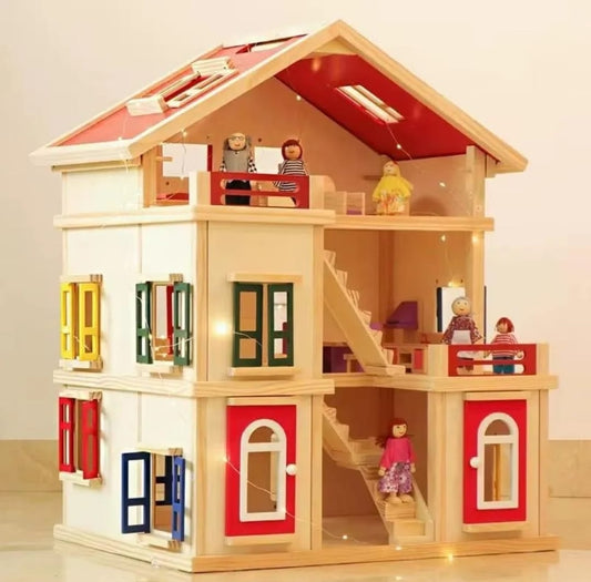 Casa De Muñecas En Madera Montessori 71cm