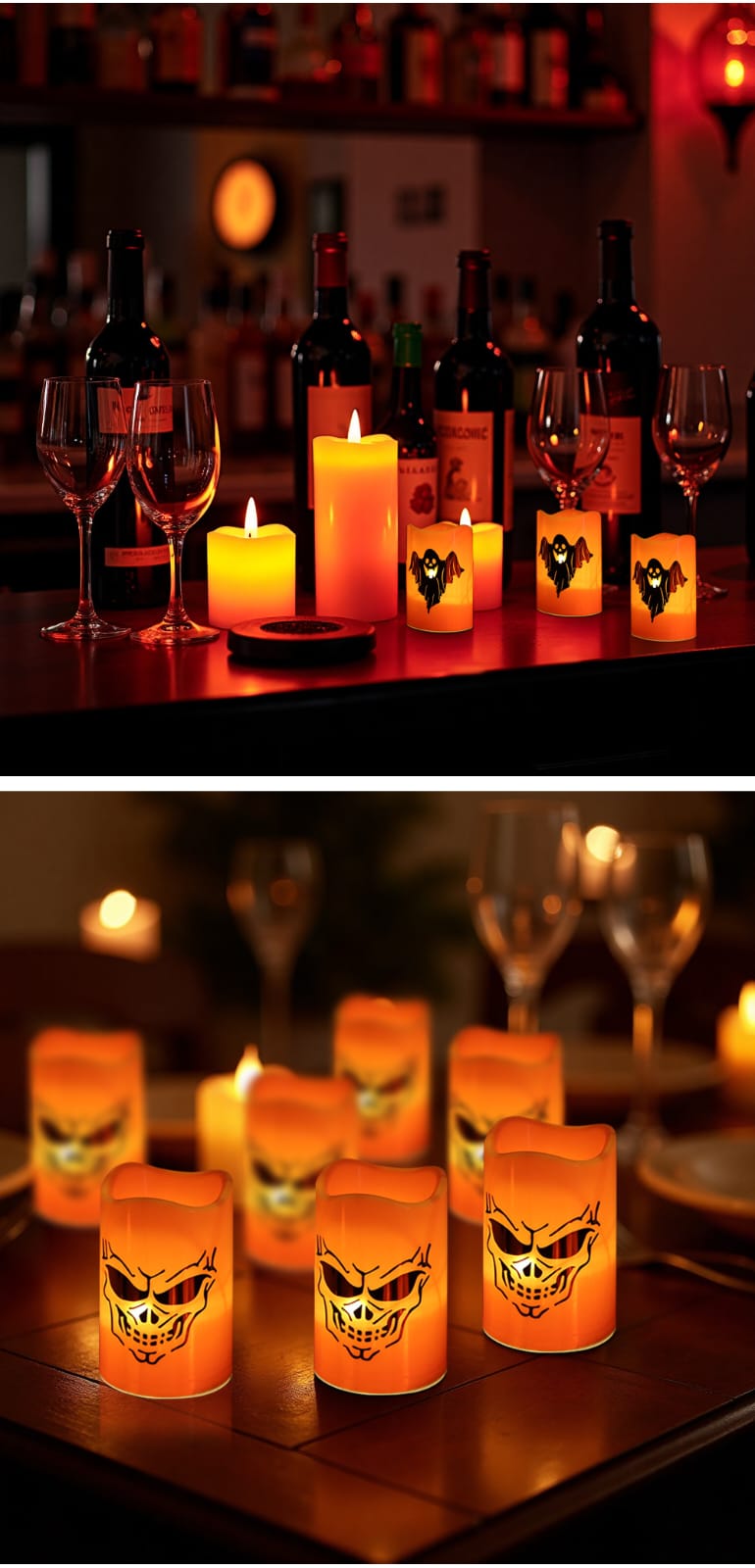 Vela Led Fantasma Calabaza 12cm Halloween Pack X2