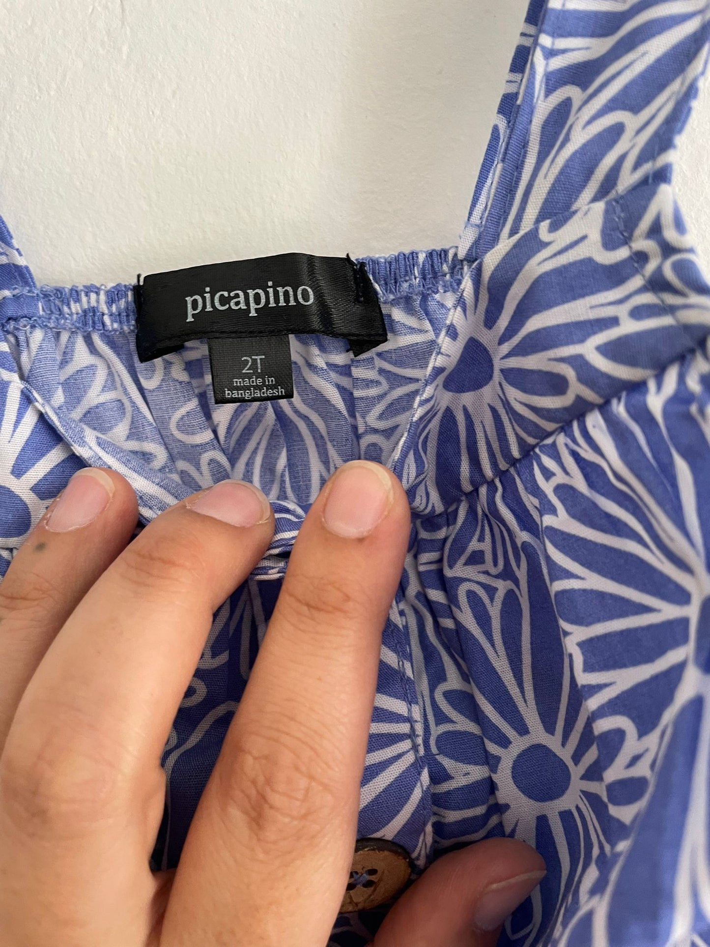 Vestido solera celeste con flores talle 2