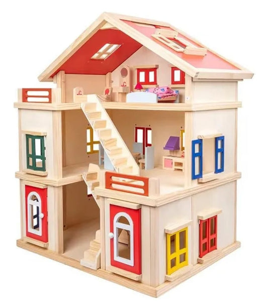 Casa De Muñecas En Madera Montessori 71cm