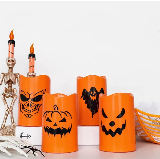 Vela Led Fantasma Calabaza 12cm Halloween Pack X2
