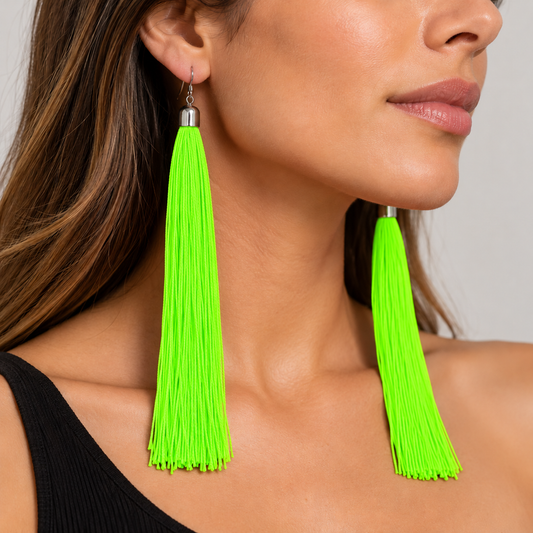 Caravanas Aros Con Flecos Fluo Colgantes
