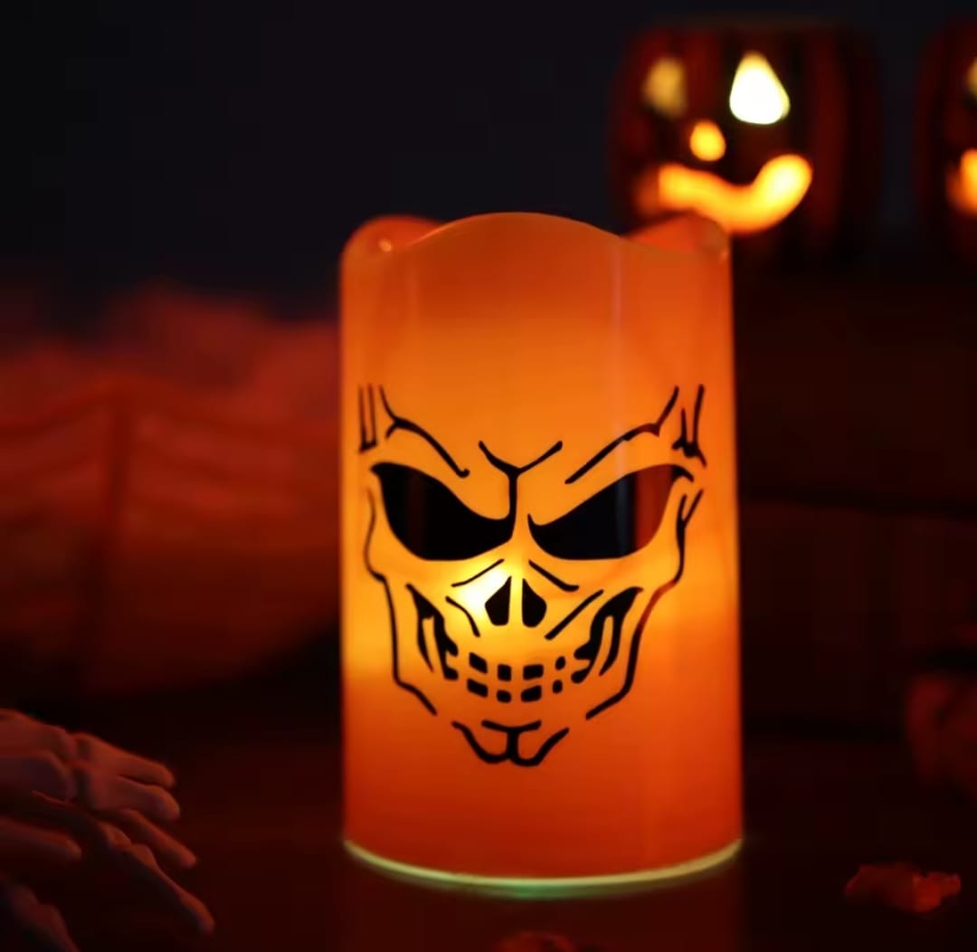 Vela Led Fantasma Calabaza 12cm Halloween Pack X2