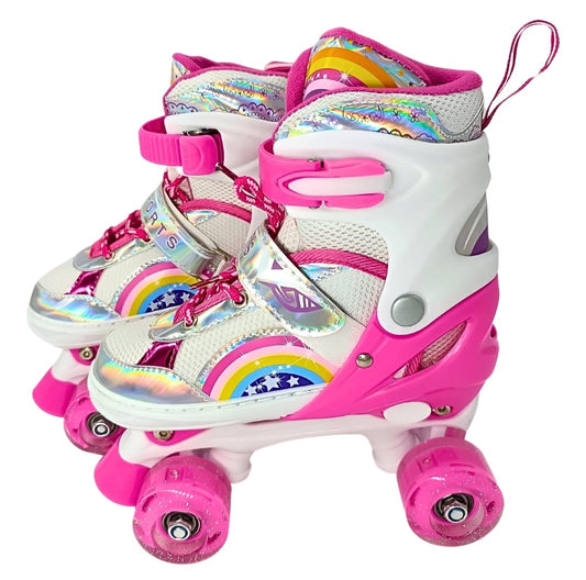 Patines Infantiles Ajustable C/luz Diseño Arcoíris