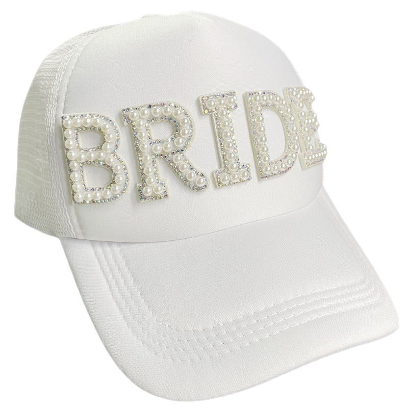 Gorro Blanco Bride Novia C Perlas Cotillón Fiestas