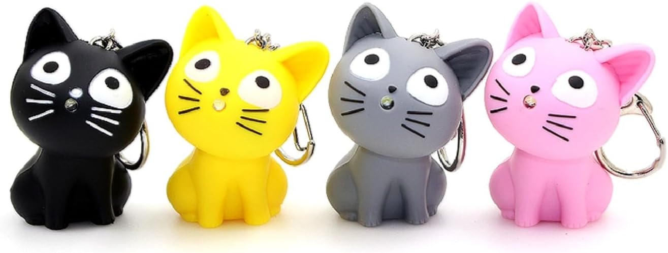 Llavero Gato C Luz Pack X6 Varios Colores Souvenirs