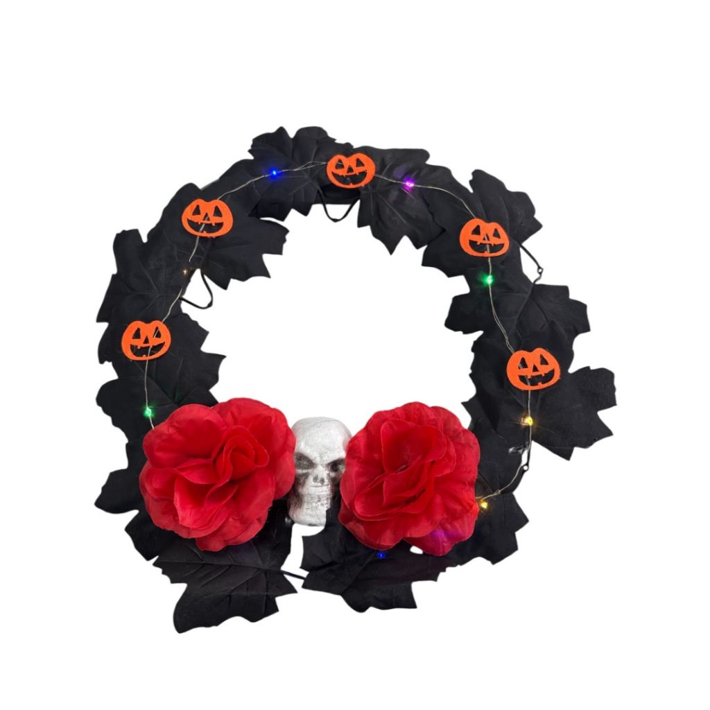 Corona Para Puerta Decoracion De Halloween Con Luz