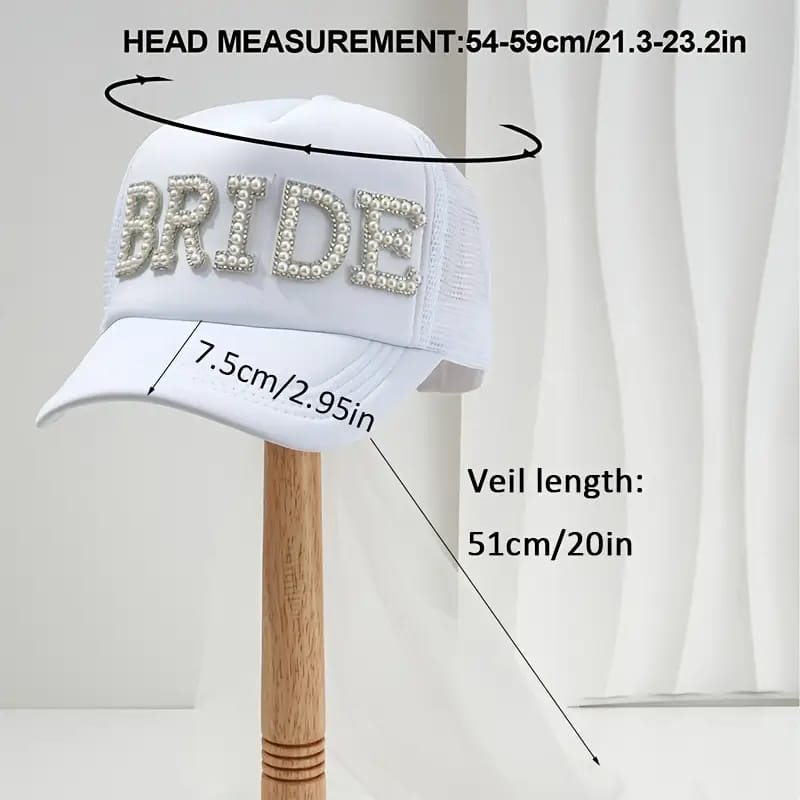 Gorro Blanco Bride Novia C Perlas Cotillón Fiestas