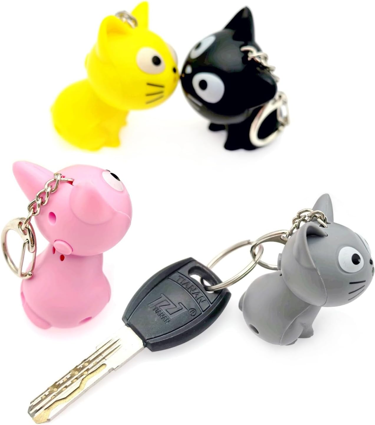 Llavero Gato C Luz Pack X6 Varios Colores Souvenirs