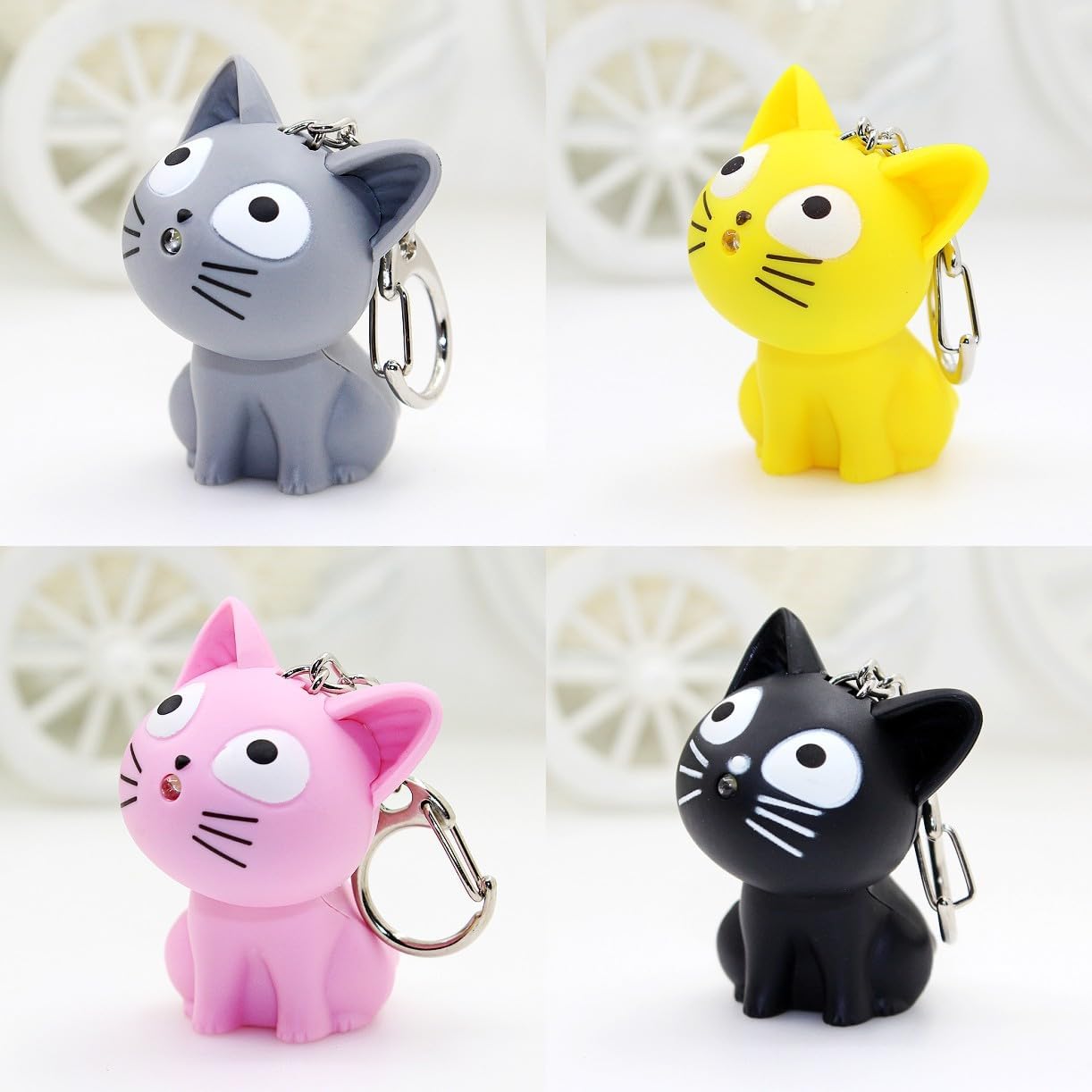 Llavero Gato C Luz Pack X6 Varios Colores Souvenirs