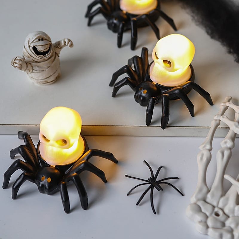 Veladora Led Forma De Araña Halloween Pack X2