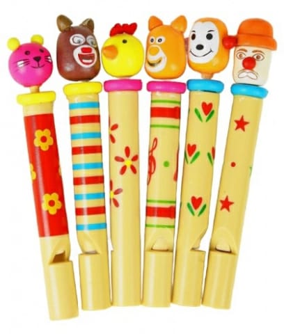 Silbato chifle en madera 11 cm con cabeza desilzante Montessori