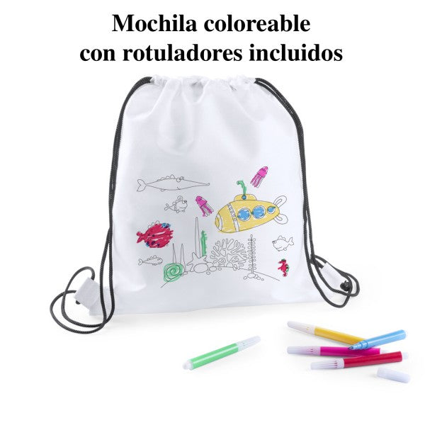 Bolso Mochila Para Colorear 30x25 Cm Pack X6