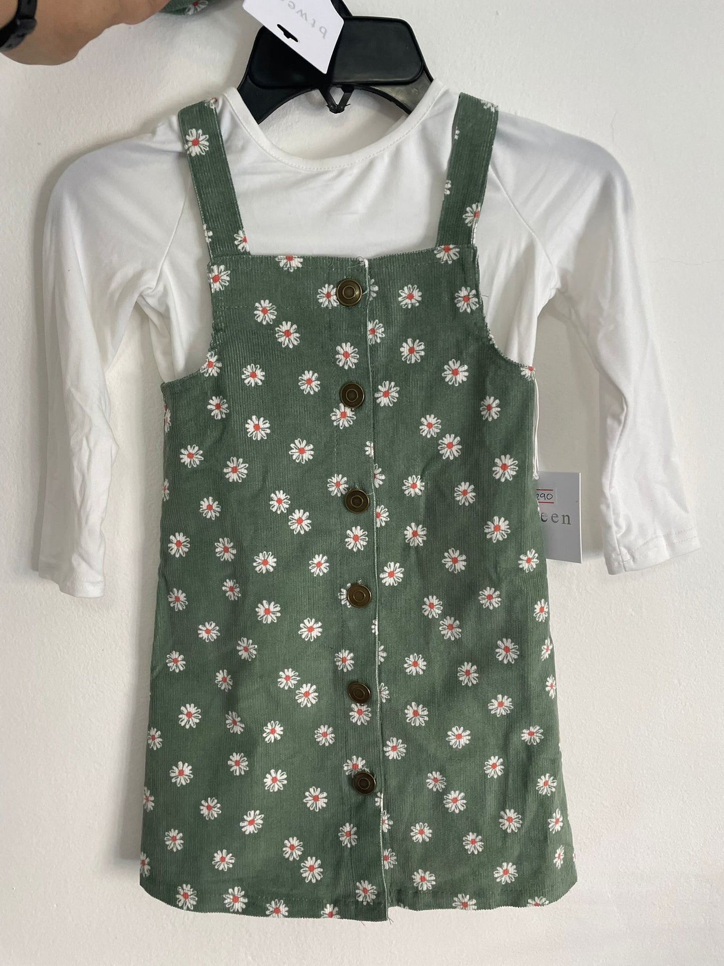 Conjunto Jumper de pana con remera y monedero talle 3