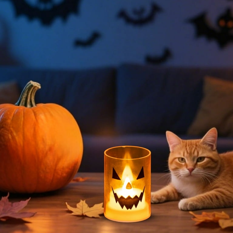Vela Led En Acrílico 7cm A Pila Pack X2 Halloween