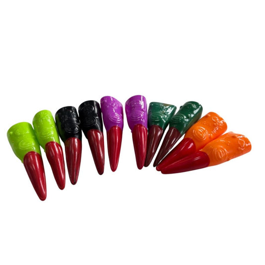 Uñas De Bruja Disfraz Halloween Pack X10 Accesorios