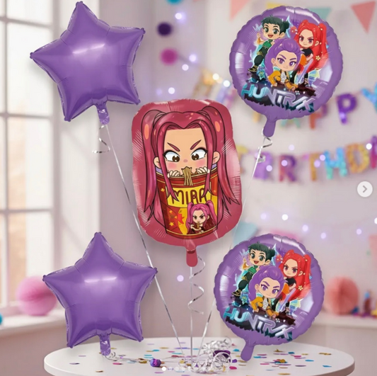 Set 5 Globos Metalizados Guerreras Kpop Hunters