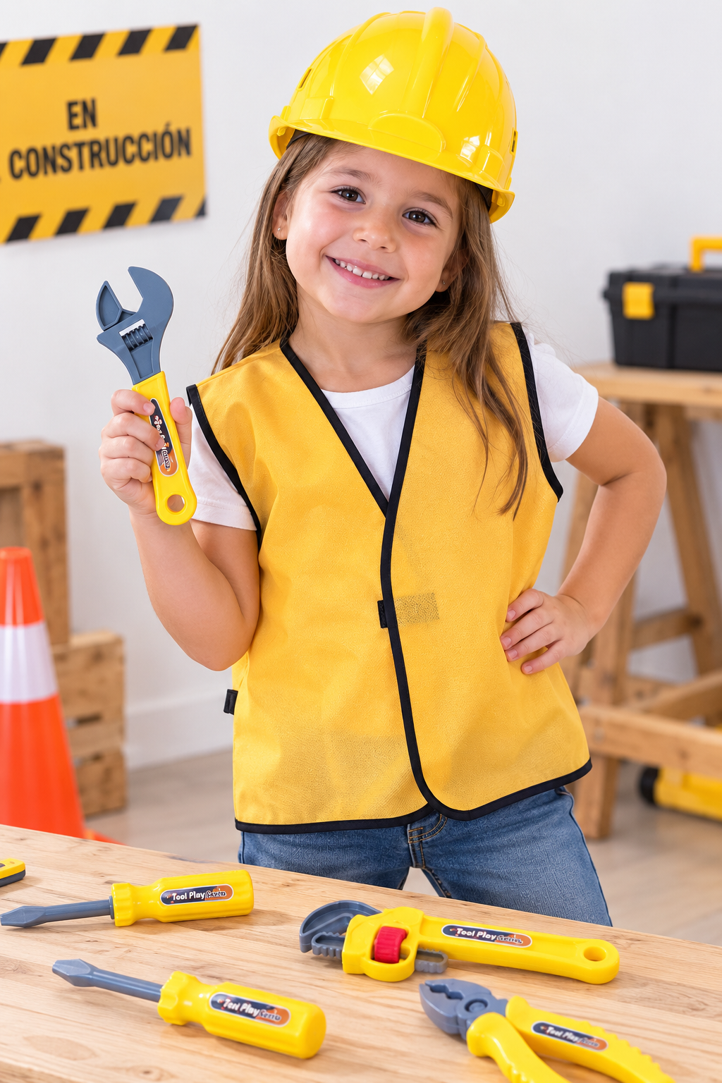 Disfraz Infantil De Constructor Casco+herramientas