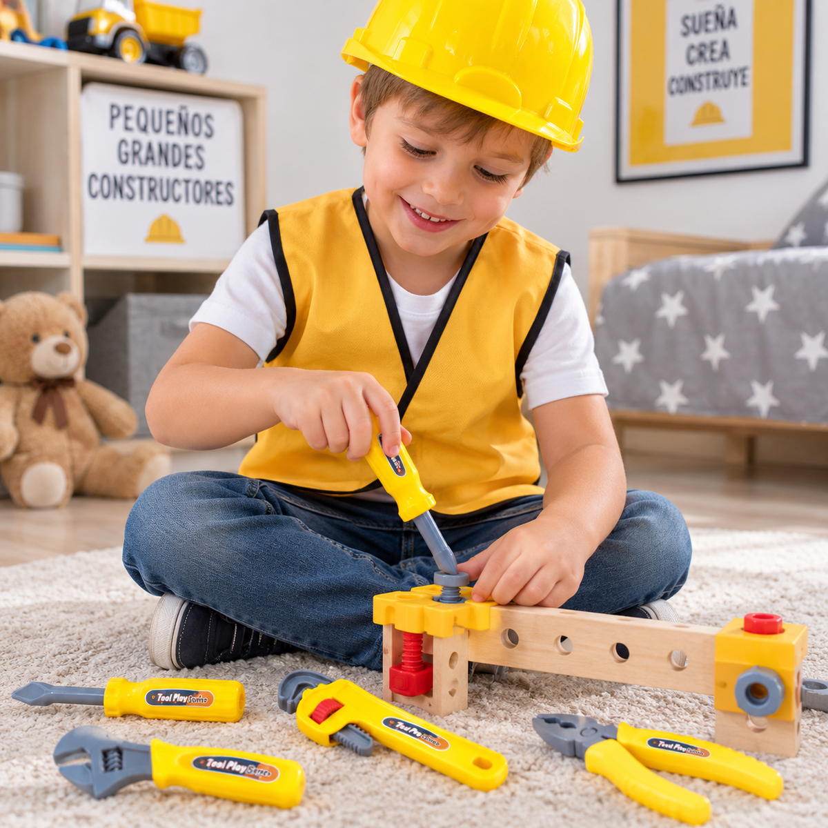Disfraz Infantil De Constructor Casco+herramientas