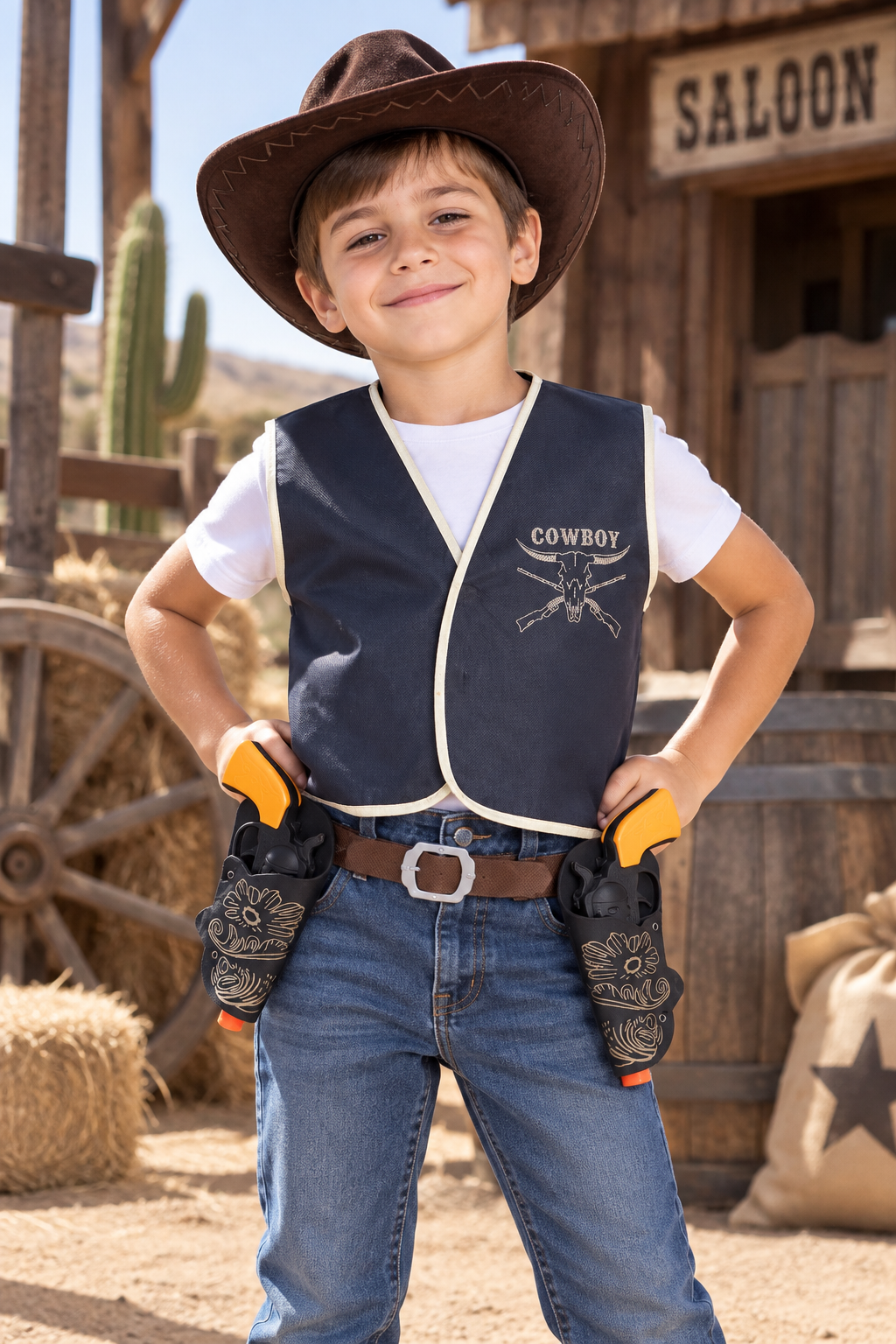 Disfraz Infantil Cowboy Vaquero Chaleco y Accesorios