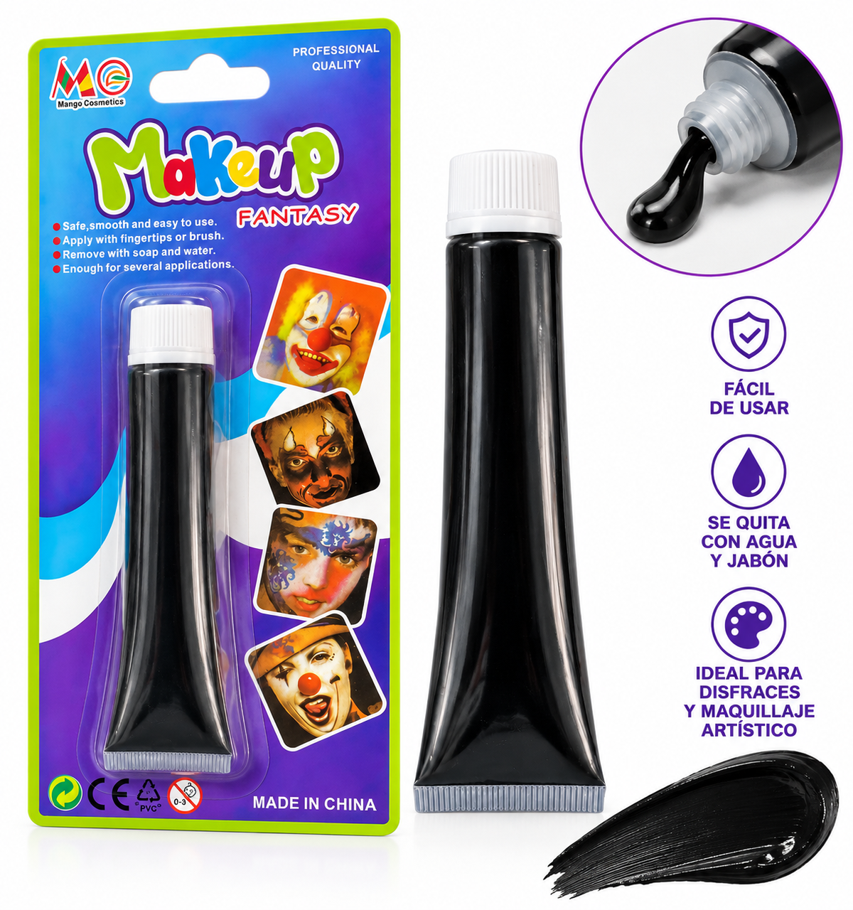 Pintura Facial Y Corporal Negra 28gr